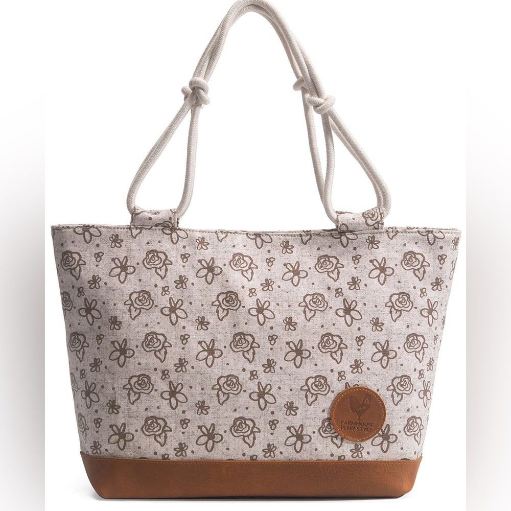 Brown Sugar rose print farmhouse cottage core boho style tote purse. BRAND NEW!!